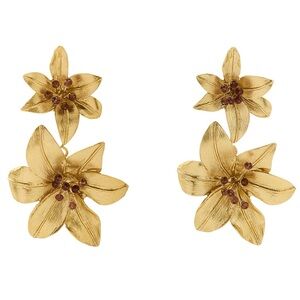 NEW. Zara Gold Tone Floral Earrings. NEW IN PACKAGE